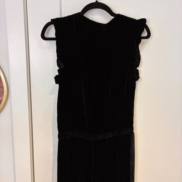 Bella Dahl Black Velvet Flutter Sleeve Wide Leg Jumpsuit Sz Small - Picture 7 of 13